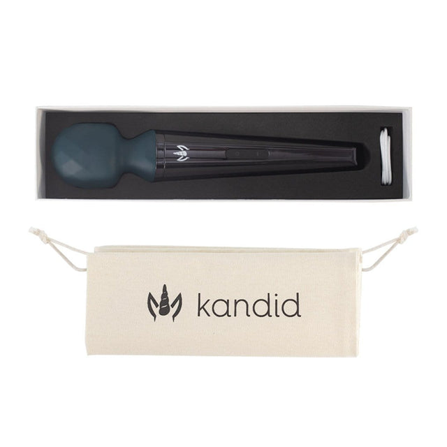 Rechargeable Magic Wand Massager by Kandid with 8 massage modes complete with storage pouch and USB cable