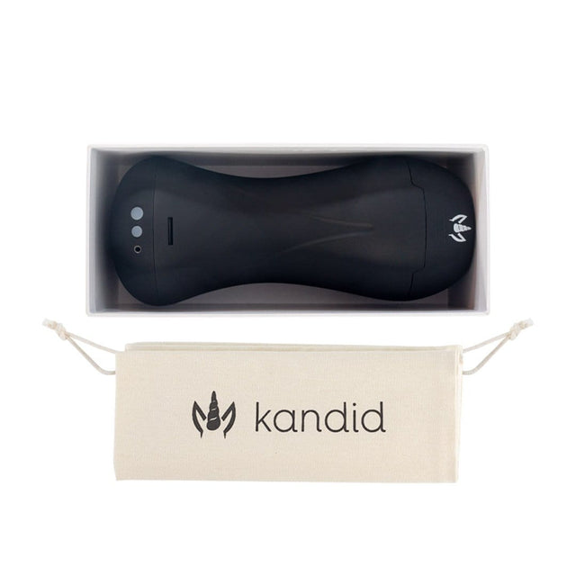 Kandid Masturbator is rechargeable and has 10 vibration patterns complete with storage pouch and USB cable